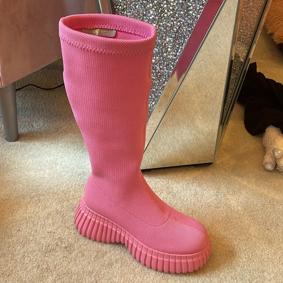 New/WOT/ Pink Knit Retro Platform Tall Boots💖 - Picture 16 of 16
